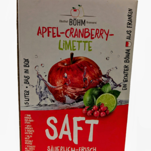 Apfel Cranberry Limetten Saft, 5 l, Bag in Box