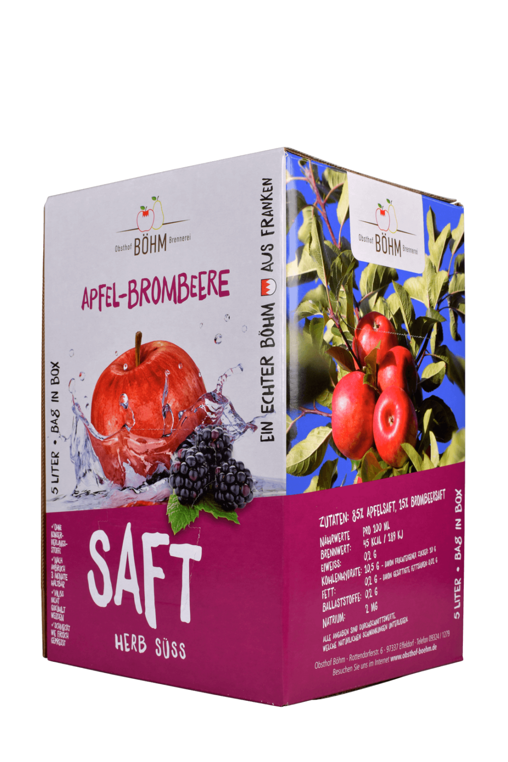 Apfel Brombeer Saft, 5 l Bag in Box - Obsthof Böhm